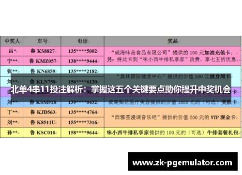 北单4串11投注解析：掌握这五个关键要点助你提升中奖机会